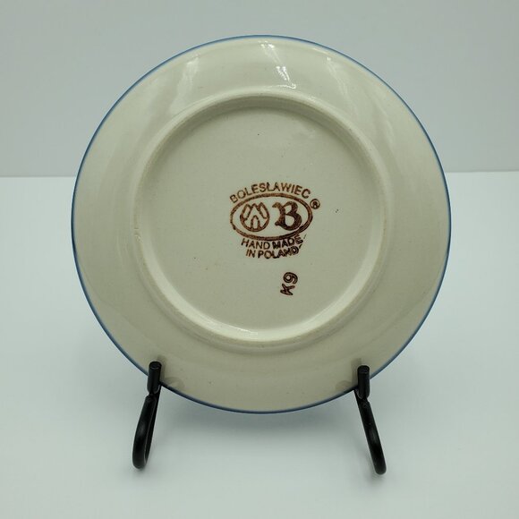 Polish Pottery Cobalt Swirl Dessert Plate Blue White Swirl Appetizer Bread Plate - Picture 3 of 5